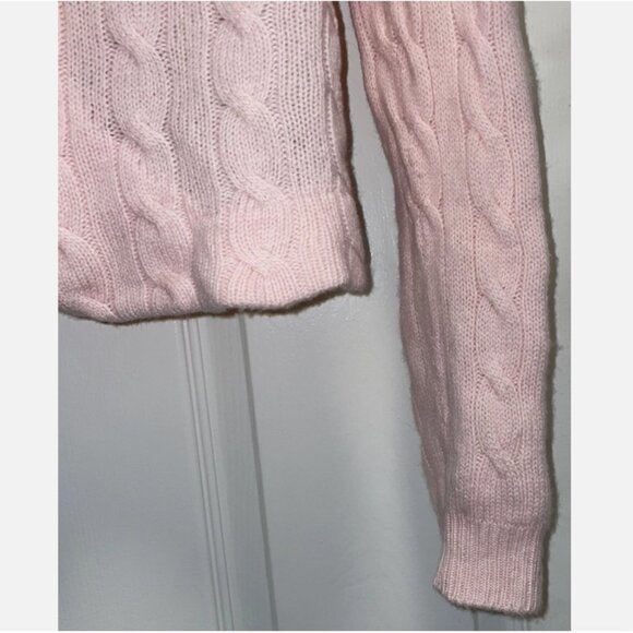 Vintage Pink Cashmere Cardigan Sweater Cable Knit Small - Picture 6 of 8